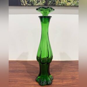 Avon Cologne Glass Bottle Flower With Stopper - Empty - Emerald Green Bud Vase